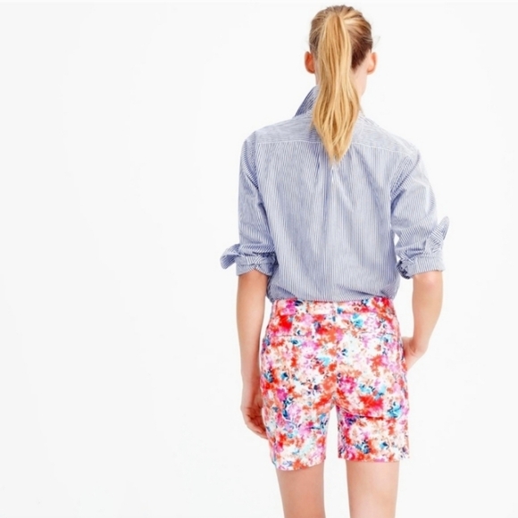 🌺 J.Crew Watercolor Floral Flat Front Shorts – Womens Size 0 – Resort Vacation - Picture 4 of 17